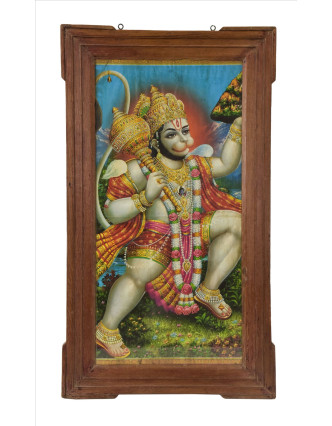 Starý obraz v teakovom ráme, Hanuman, 53x2x95cm