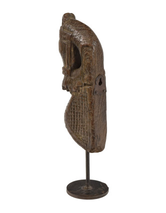 Starožitná hlava koňa z teakového dreva, 7x4x30cm