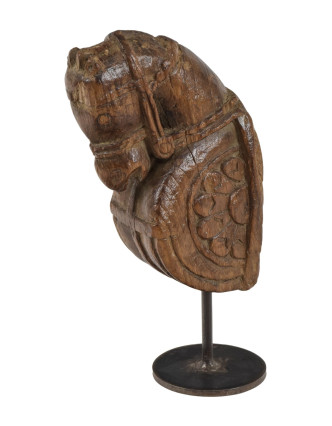 Starožitná hlava koňa z teakového dreva, 11x7x22cm