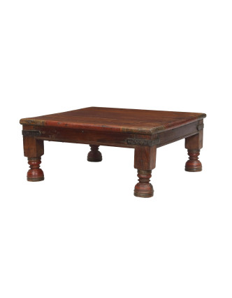 Starý čajový stolík z teakového dreva, 62x62x27cm