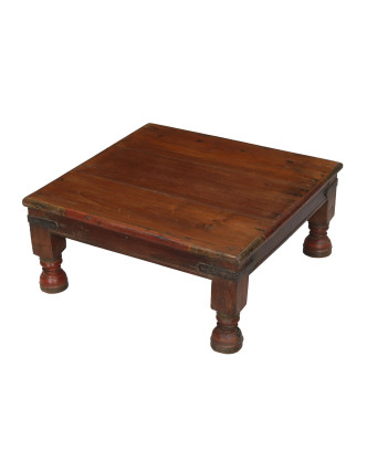 Starý čajový stolík z teakového dreva, 62x62x27cm