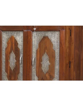 Barový pult z mangového dreva, rozkladacie, mosadzné kovanie, 89x52x102cm