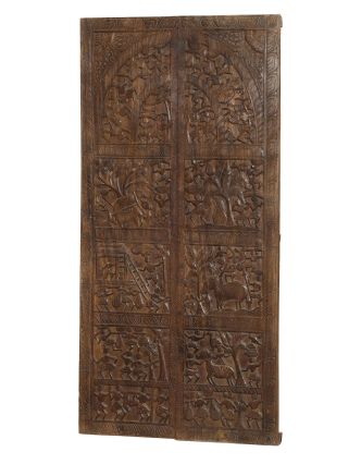 Drevený panel veľkosti dverí, ručne vyrezaný z mangového dreva, 90x3x183cm