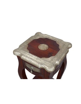 Kvetinový stolík, mosadzné kovanie, palisander, 40x40x71cm
