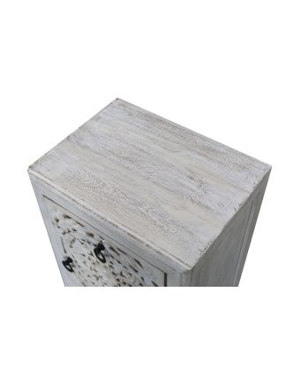 Nočný stolík z mangového dreva, ručné rezby, 43x35x60cm