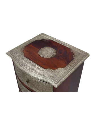 Komoda z palisandrového dreva s mosadzným kovaním a šuplíky, 46x40x78cm