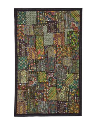Unikátna tapiséria z Rajastanu, farebná, ručné vyšívanie, 142x95cm