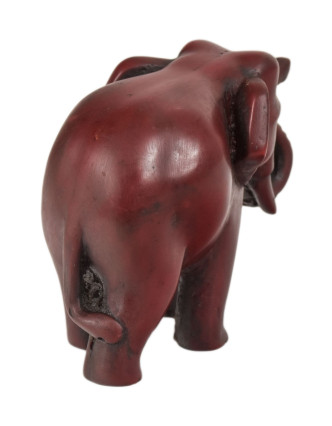 Slon, tmavo červený, živica, 10x5x7cm