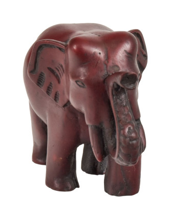 Slon, tmavo červený, živica, 10x5x7cm