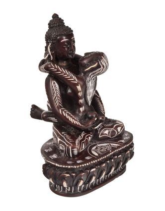 Budha Shakti, živica, červený, ručne maľovaný, 9x8x13cm