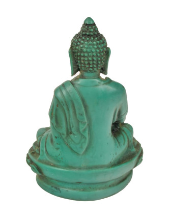 Budha Šákjamúni, tyrkysový, živica, 9cm