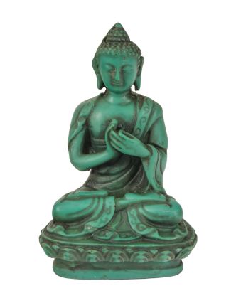 Budha Vairóčana, tyrkysový, živica, 9cm