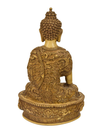 Budha Šákjamúni, ručne vyrezávaný, antik patina, 18x12x28cm