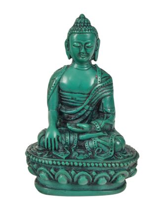 Budha Šákjamúni, ručne vyrezávaný, tyrkys, 7x5x10cm