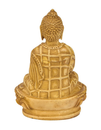 Budha Šákjamúni, ručne vyrezávaný, biely, 7x5x10cm