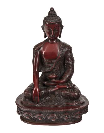 Budha Šákjamúni, ručne vyrezávaný, tmavo červený, 13x9x20cm