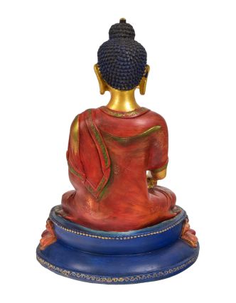 Budha Šakjamúni, ručne vyrezávaný, farbený, 24x18x33cm