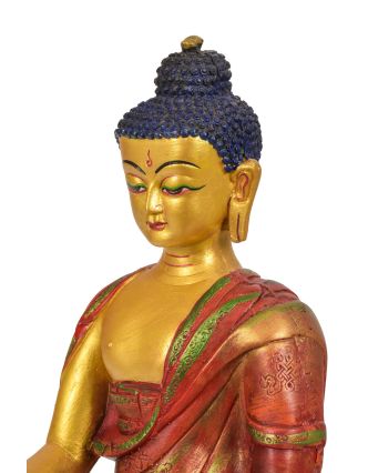 Budha Šakjamúni, ručne vyrezávaný, farbený, 24x18x33cm
