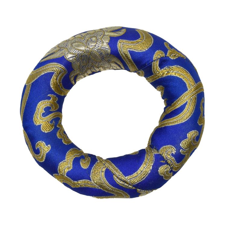 Podložka pod tibetskú misu z modrého brokátu, priem. 14cm