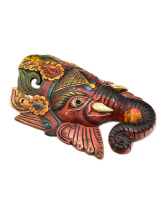 Ganeš, drevená maska, ručne maľovaná, 21x8x33cm