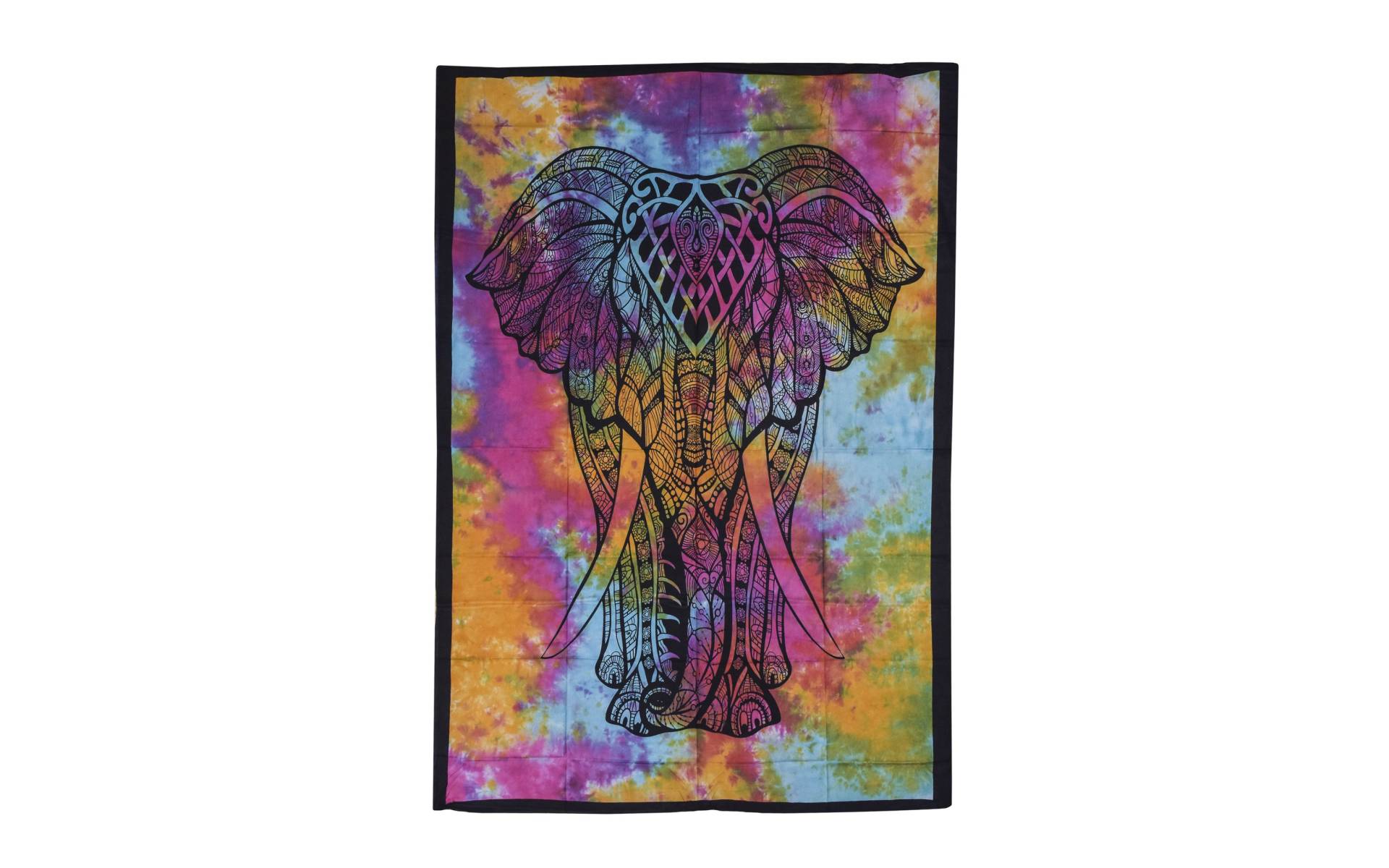 Prikrývka s tlačou, Slon, farebná batika, 130x200 cm