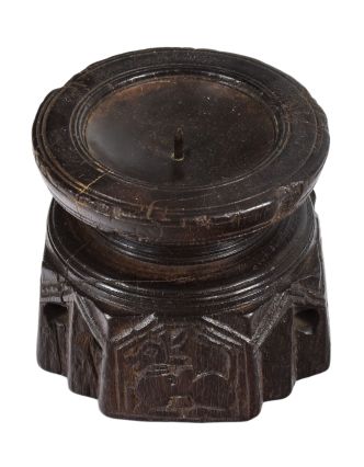 Drevený svietnik zo starého teakového stĺpu, 12x12x10cm