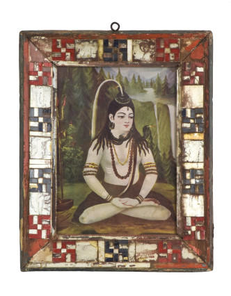 Starý obraz v teakovom ráme, Šiva, 21x2x26cm