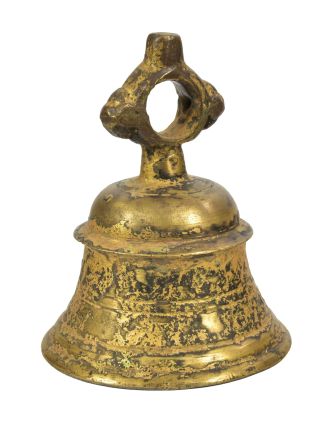 Starožitný zvonec, mosadz, 11x11x13cm