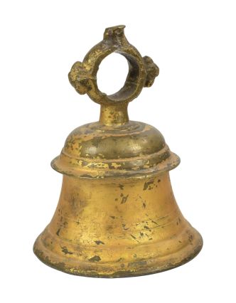 Starožitný zvonec, mosadz, 13x13x17cm