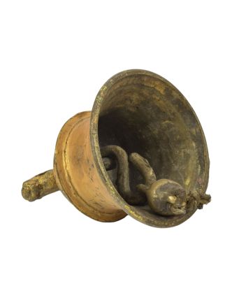 Starožitný zvonec, mosadz, 13x13x17cm