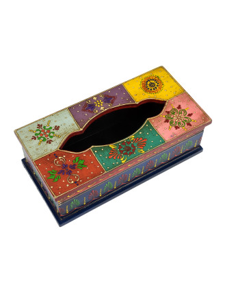 Drevená krabica na vreckovky, ručne maľovaná, 26x13x8cm