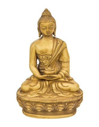 Budha Amithába, svetlý, antik patina, živica, 7x5x11cm