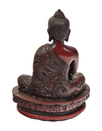 Budha Šákjamúni, červený, ručne vyrezávaný, 10x7x14cm