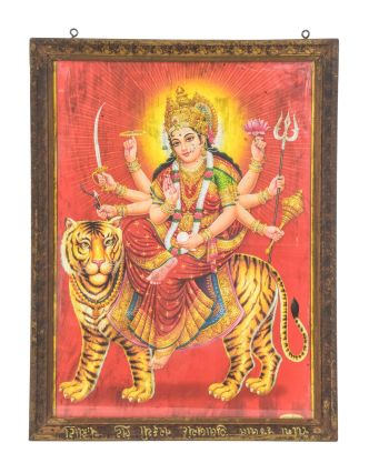 Antik obraz v drevenom ráme Durga, 52x1x68cm