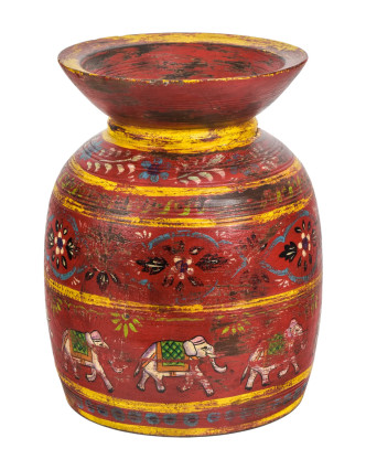 Stará váza z dreva, ručne maľovaná, 30x30x40cm