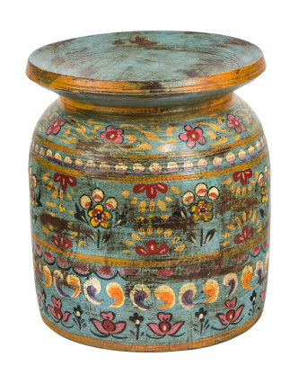 Stará váza z dreva, ručne maľovaná, 32x32x36cm