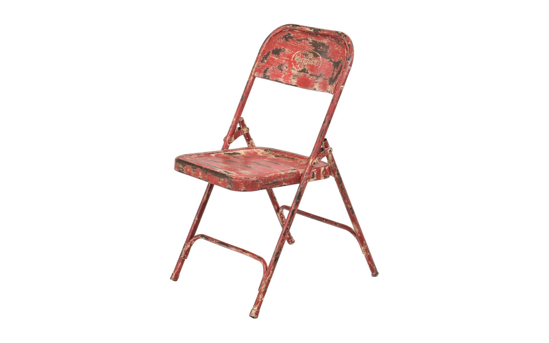 Kovová skladacia stolička, červená patina, 45x55x80cm