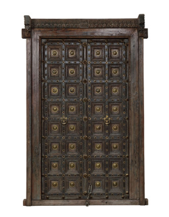Starožitné dvere s rámom z Gujaratu, tíkové drevo, 143x45x230cm