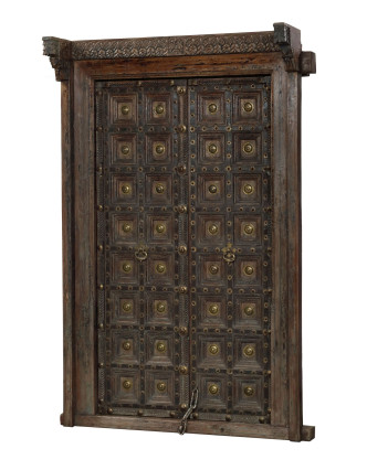 Starožitné dvere s rámom z Gujaratu, tíkové drevo, 143x45x230cm