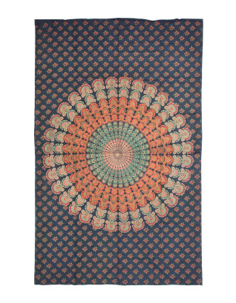 Prikrývka s tlačou "Barmeri round mandala", 130x210cm