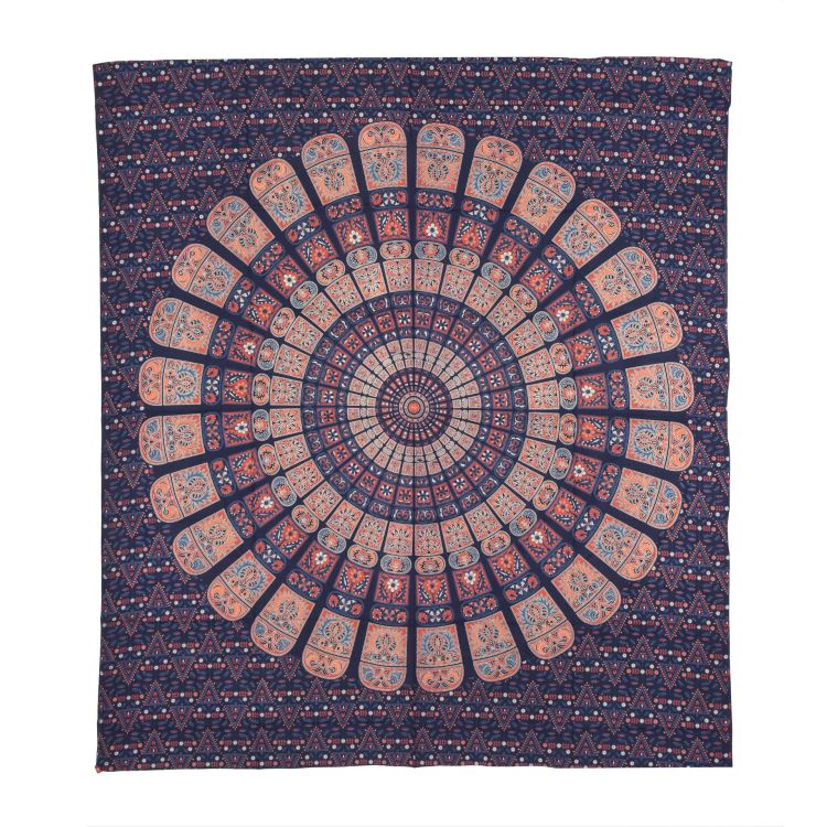 Prikrývka na posteľ, pestrofarebná mandala, 210x230cm