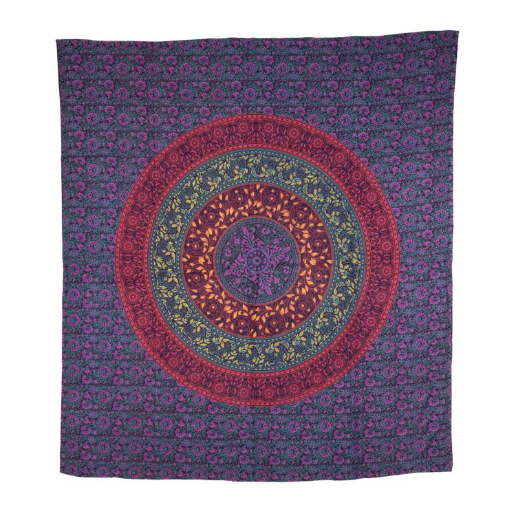 Prehoz na posteľ, Mandala, kvety, farebný 220x230cm