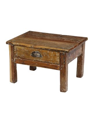 Starý kupecký stolík so zásuvkou, 48x36x31cm