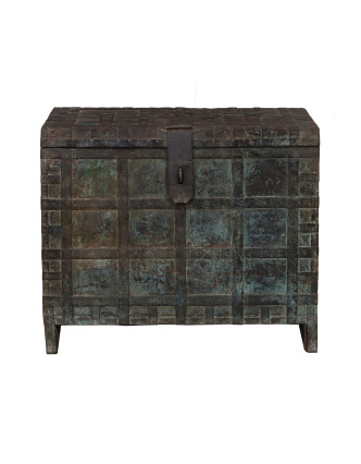 Truhla z teakového dreva, železné kovanie, 86x63x73cm