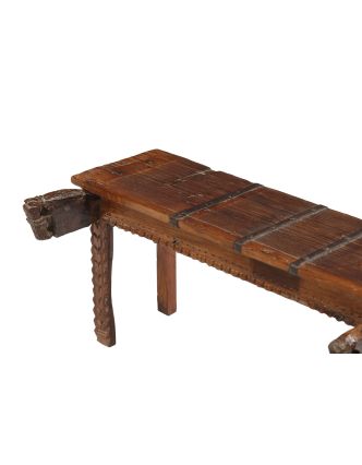 Lavička z tekového dreva, ručné rezby, 109x46x53cm