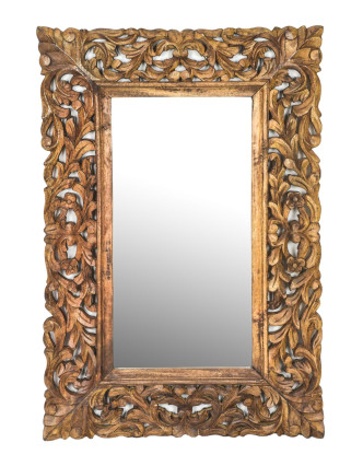 Zrkadlo vo vyrezávanom ráme, prírodná úprava, mango, 60x3x90cm