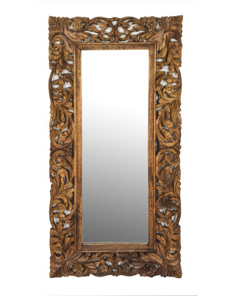 Zrkadlo vo vyrezávanom ráme, prírodná úprava, mango, 60x3x120cm