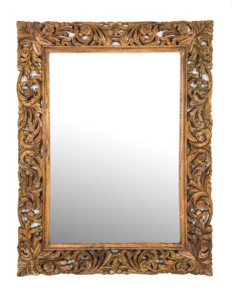 Zrkadlo vo vyrezávanom ráme, prírodné, mango, 90x3x120cm