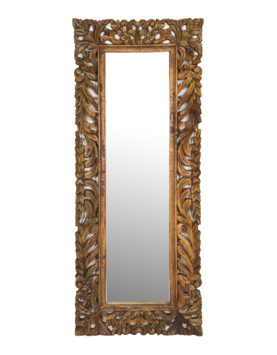 Zrkadlo vo vyrezávanom ráme, prírodná úprava, mango, 60x3x150cm
