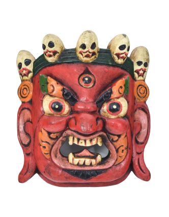 Drevená maska, Bhairab, ručne maľovaný, 14x6x13cm